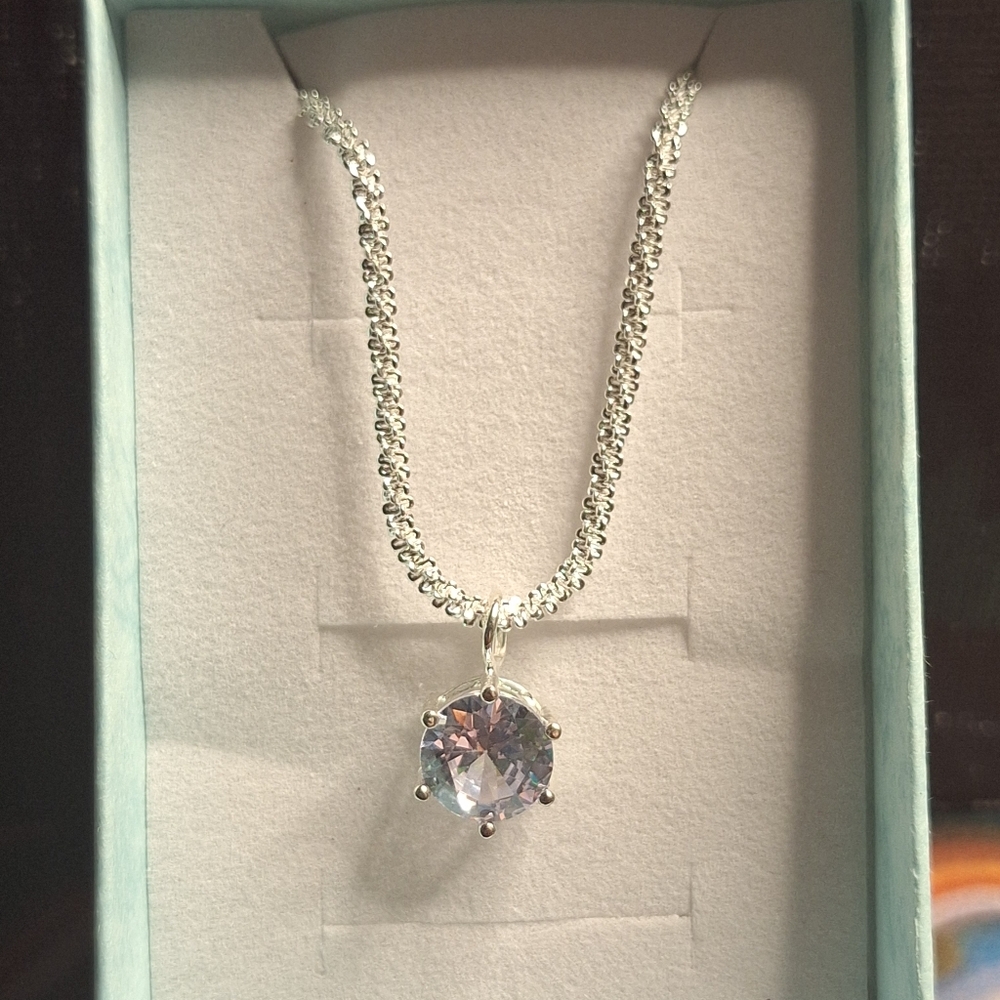 Round Cubic Zirconia Pendant Necklace